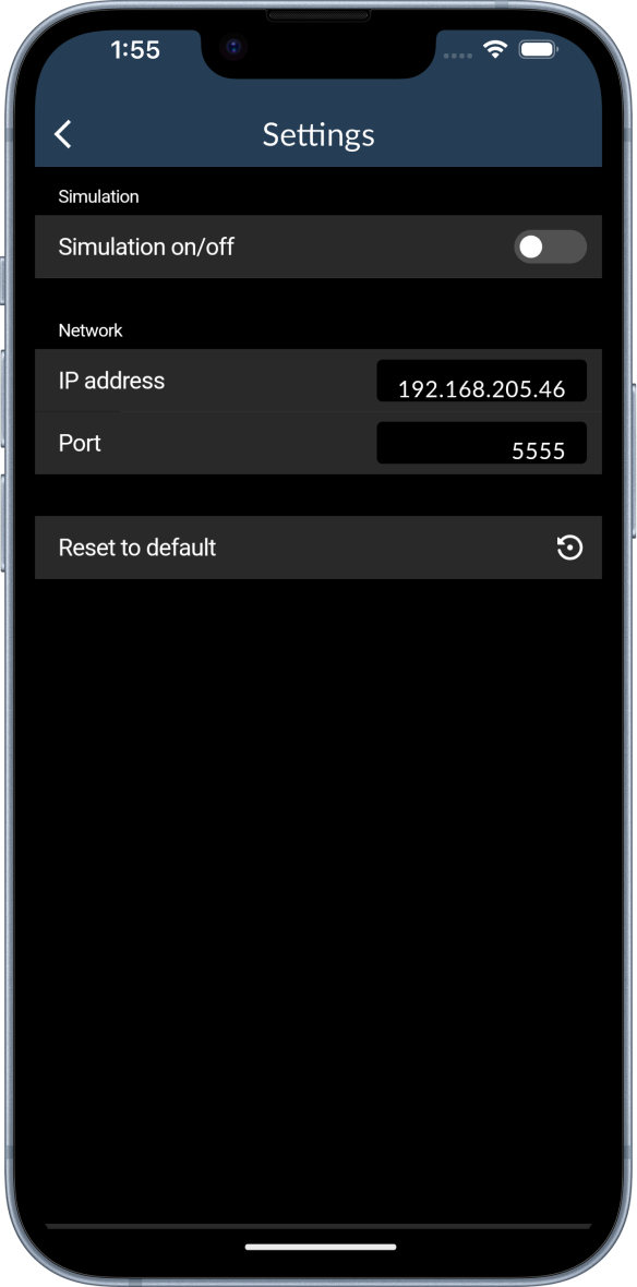 Scan settings menu