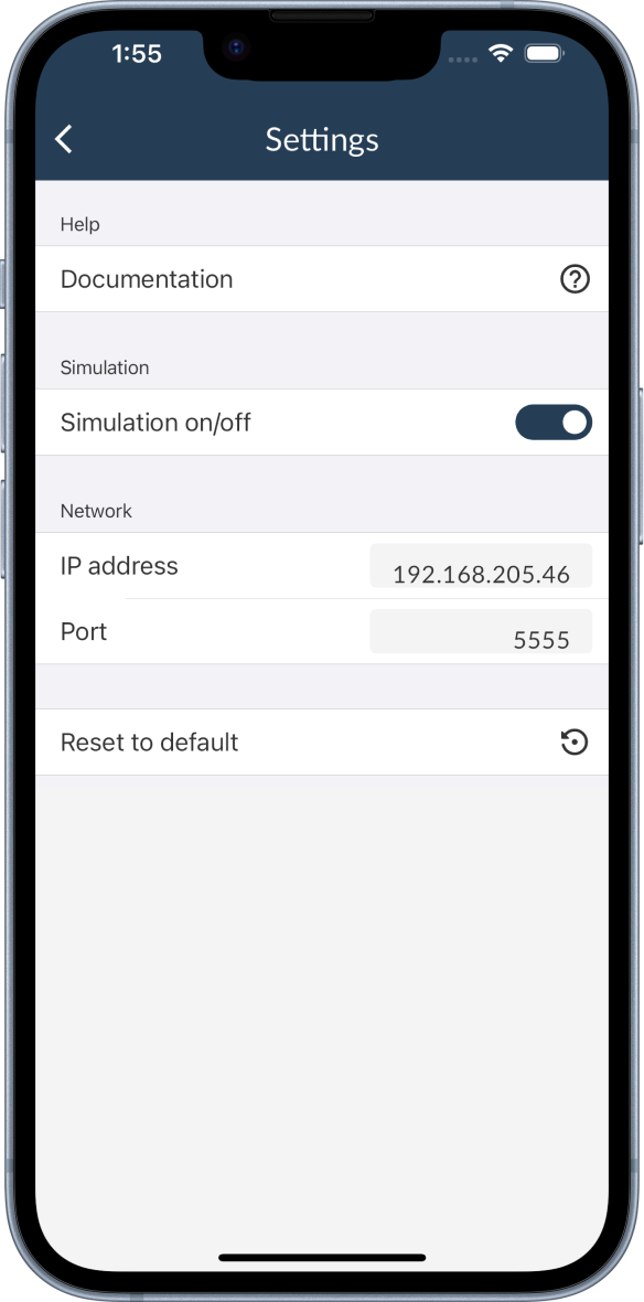 Scan settings menu